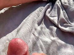 Stroking my hard cock in the field, stay tuned for more!