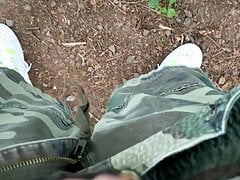 Pissing my rubber jock in the park