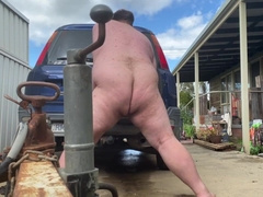 Chub lurks behind van and ejaculates