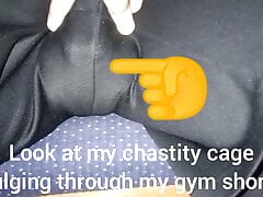 Chastity Cage and Gym Shorts