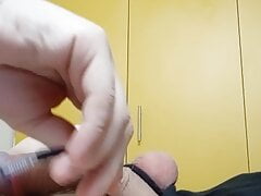I tied my balls with rope so they swelled up and got big and red...Mmm..so much cum in them