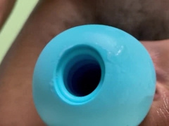 School youngster edging with blue plaything