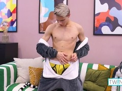 Twink Christian Adams fingers his ass while jerking off!