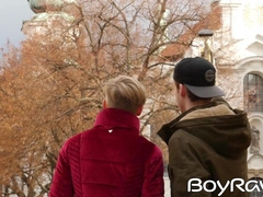 Striking twink swallows monster cock before being railed raw