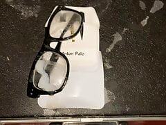 Shooting sperm on glasses and pocket protector