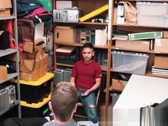 Tied up latino shoplifter gets tugged