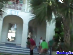 Hazing college teen drills ass on campus dorm