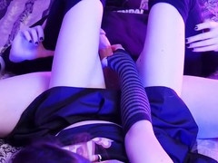 Femboy_Gaming gets his hips penetrated while rubbing cocks and blasting big loads