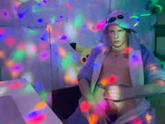 Twink is playing with a dildo with his tight hole