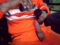 Wanking while working.