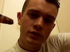 Smoking straight guy plays with his boner