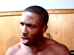 Athletic dark-hued three rectal taut boy