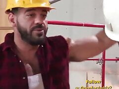 Daddy likes to drill a hole while working with his buddy