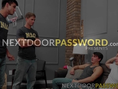 Brandon Anderson starts ramming  Elliot Finn before two other frat members join them