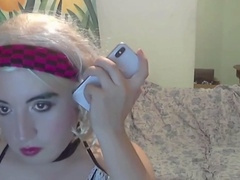 Ruby Stars cute girl, a tiny bit horny but heavenly. Shy platinum-blonde teen girl first time on webcam kissing a pink dildo.