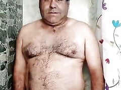 hot chubby dad taking a shower