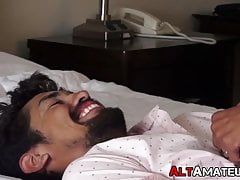 Punk stud gags on massive dick before riding it deep and raw