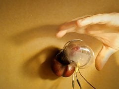 Subject L2's cock estim milking and cum collection