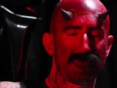 Father Demon jacking his fat man rod for his tiny satans. (Troy Daniels Halloween Exclusive)