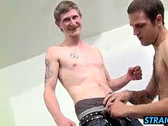 Tall lad luvs to be on top while his pal deepthroats and jerks