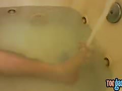 Blinx washes his feet and then shoots a load all over them