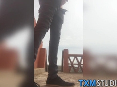 Twink with glasses Jack Ashley strokes cock during solo cam