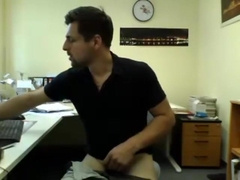 German Step daddy with cock 21 cm cum show in the office