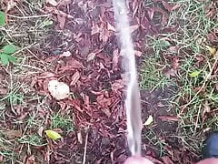 Peeing with a copious stream of urine