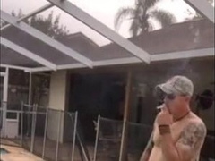 Married hunk jerks off over the pool while smoking 6