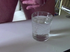 Draining Off and Jizzing in Glass of Water