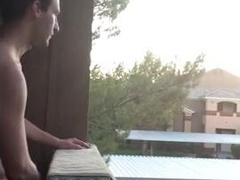 Exhibitionist Jacking Off on Balcony Almost Seen