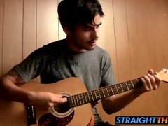 Horny and hairy Devin loves to jerk after playing the guitar