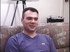 Young geeky dude opens his legs wide to drill his ass