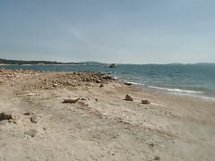 At the beach totally exposed