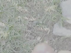 cumming in the front yard