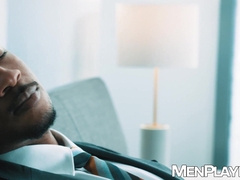 Worker Rocky Vallarta engulfs Trent Kings BIG BLACK COCK monster before breeding