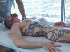 MASSAGEBAIT Masseur Porks His Tatted Up Customers Taut Anus