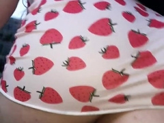 Crossdresser ambles thru the woods