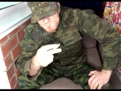 Soldier gets it on with a young guy and unloads on his boots while he moans. Dirty talk and a smoke session.