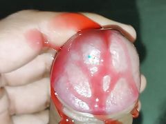 Creamy cumming with red Hershey