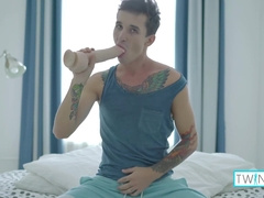 Hot Tattooed Twink Noah Jacks Off His Big Cock And Cumshots!