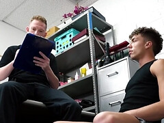 Naked fellow with a banging figure is examined in the room