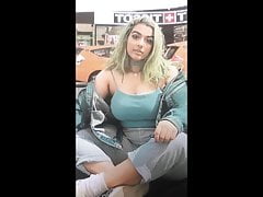 Cum on homeless girl calf muscle