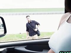 Str8 hairy stud bareback banged by hunk in the van 4 cash