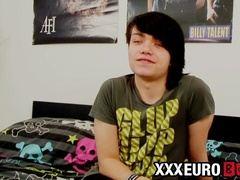 Young twink ends interview with big cock jerking solo