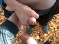 Youngsters Teenie Fellows Draining off each other on Open Air