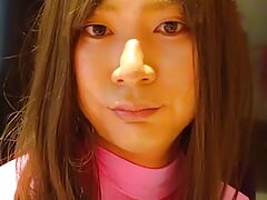 Full bodysuit Japanese amateur cross dresses masturbate