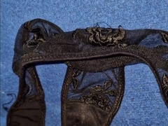 Fat money-shot in black stunning knickers