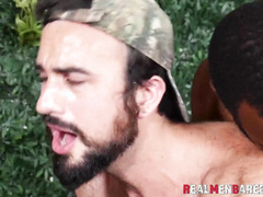 Ebony stud Micah Martinez & Mason Lear are barebacking roughly with August Ale