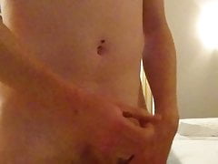 Skinny boy wanking in the hotel room